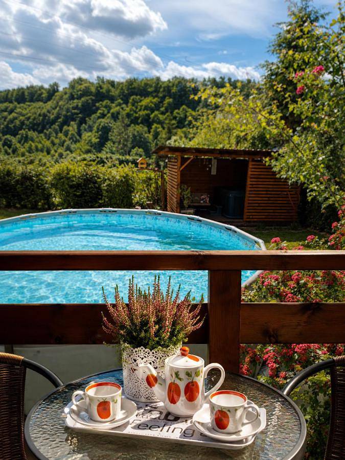 Apartament wakacyjny dla 14 osób, z Balkon i Jacuzzi oraz Taras i Ogród w Myczkowce