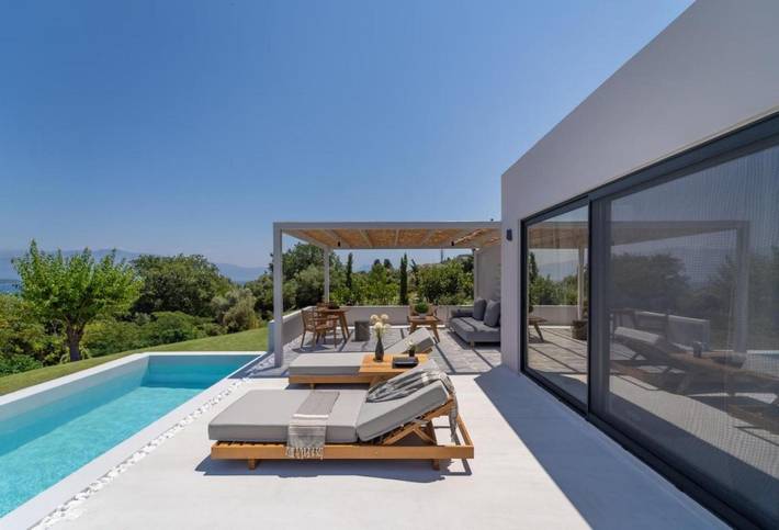 Villa für 3 Personen, mit Meerblick und Garten sowie Pool