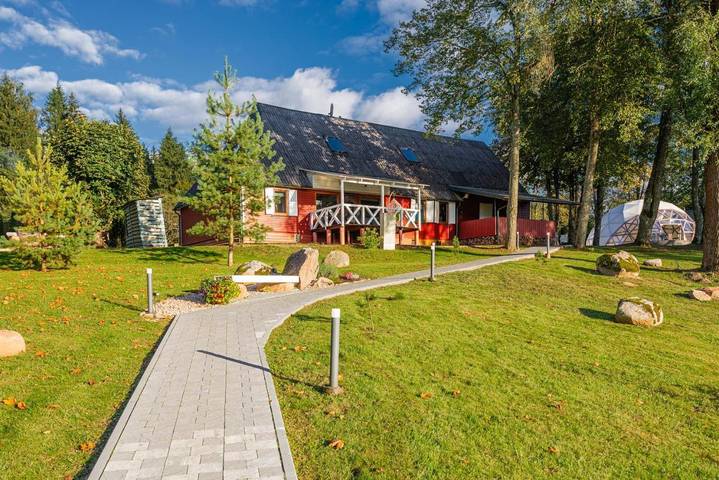 Wiejski domek dla 11 osób, z ogród i widok na jezioro oraz widok w Litwa