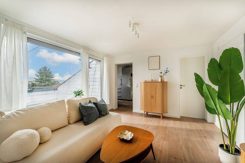 Ganze Wohnung, Helles Rooftop Serviced Apartment nahe Zürich. Parkplatz und Haustierfreundlich! in Küssaberg, Landkreis Waldshut