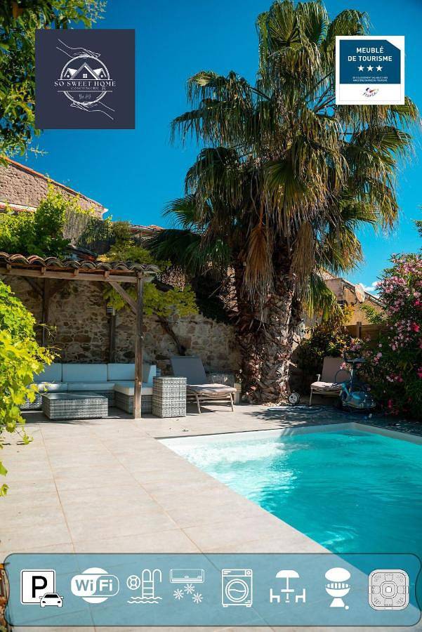 Gîte pour 10 personnes, avec jacuzzi ainsi que piscine et jardin à Sauzet (Gard)