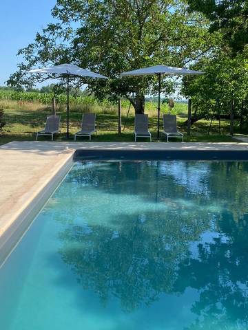 Gîte pour 12 personnes, avec piscine ainsi que vue et jardin, animaux acceptés à Solomiac