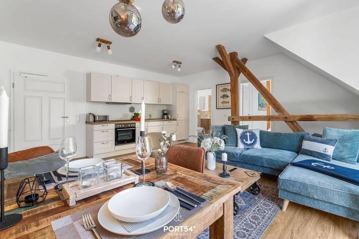 Ganze Wohnung, Ferienwohnung Krabbe mit Balkon, Schlafzimmer und moderner Einrichtung in Hedwigenkoog, Dithmarschen