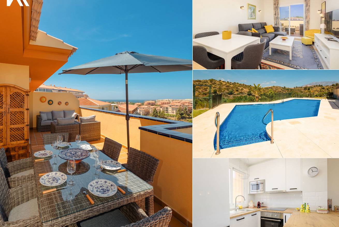 Ganze Wohnung, Gemütliche Wohnung; mit Meerblick, große private Terrasse, in der Nähe des Strandes; El Faro, Mijas in Mijas Costa, Mijas