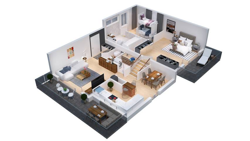 Ferienwohnung für 6 Personen, mit Balkon und Garten sowie Seeblick in Untersee - 2