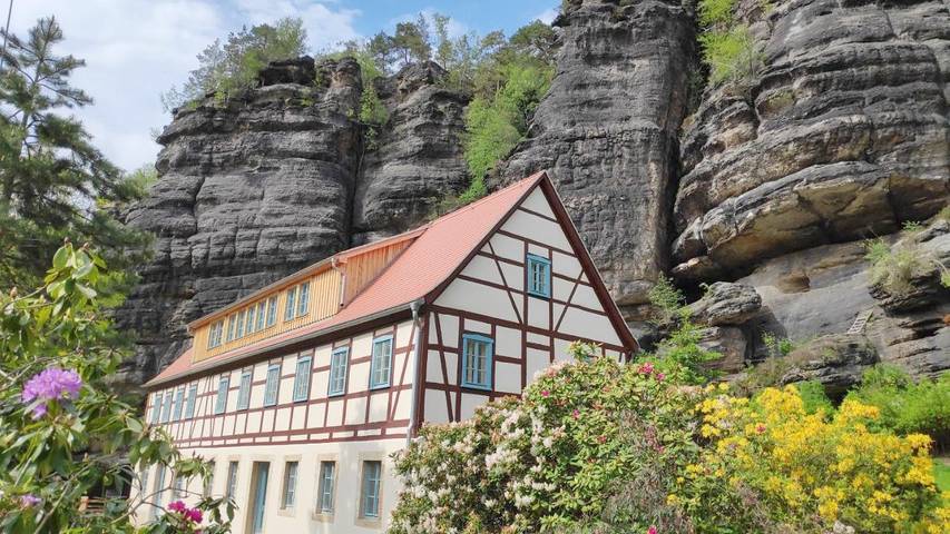 Vakantiewoning voor 4 personen, with Terras and Tuin as well as Uitzicht op het meer and Uitzicht in Saksisch Zwitserland