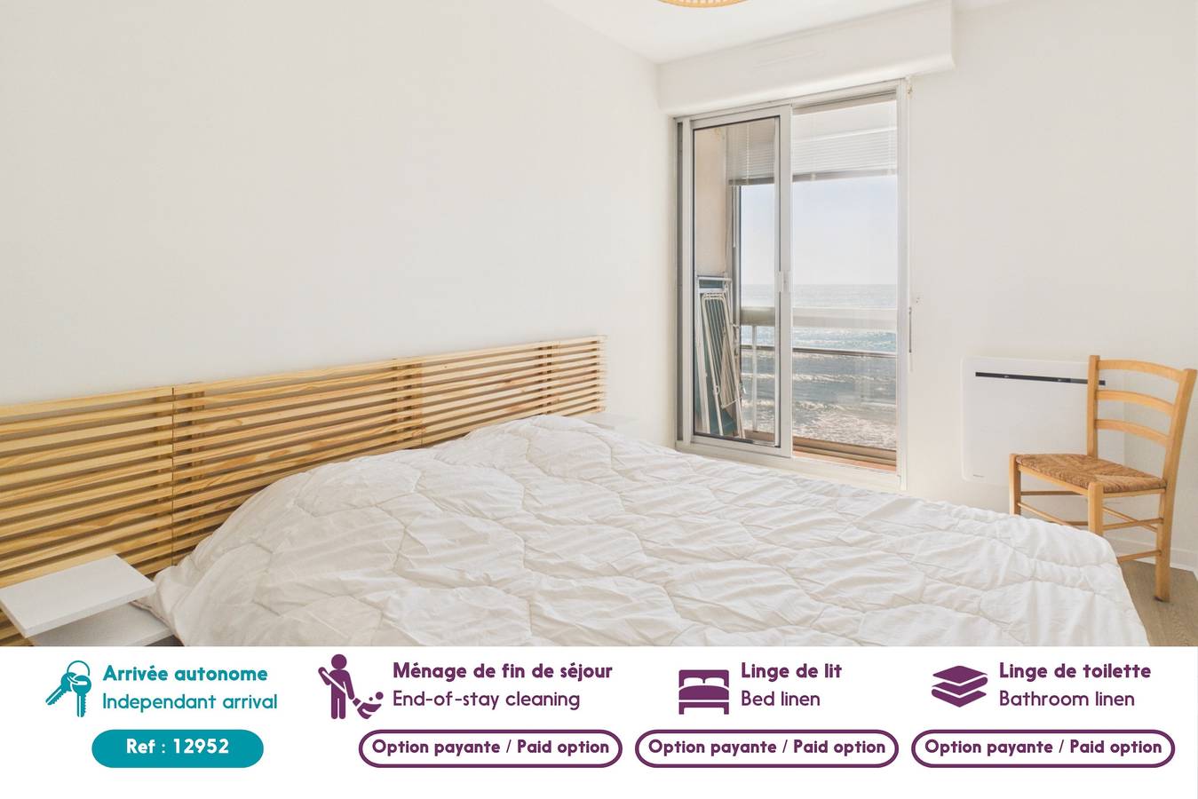 Appartement entier, Vue imprenable sur l'océan, séjour à 2 in Saint-Gilles-Croix-de-Vie, Vallée de la Loire