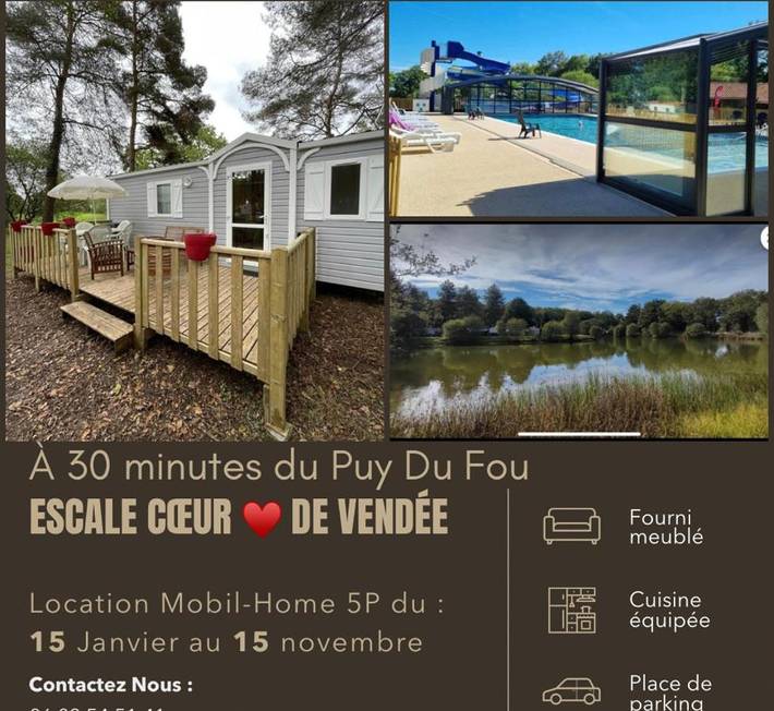 Parc de vacances pour 5 personnes, avec jardin et piscine ainsi que bassin pour enfant et vue, animaux acceptés