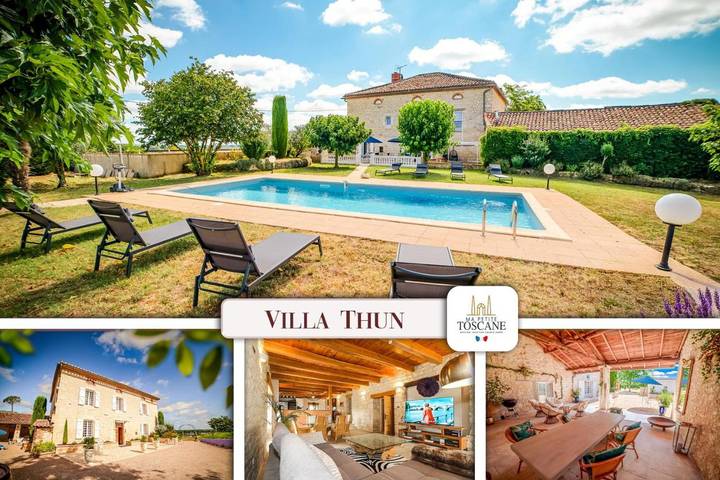 Maison de vacances pour 10 personnes, avec piscine ainsi que vue et jardin
