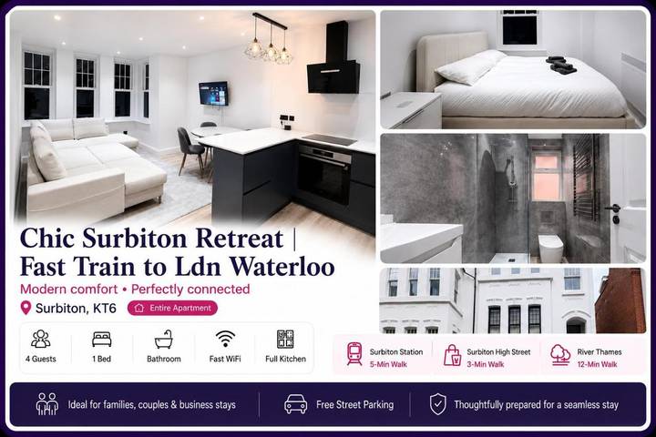 Gîte pour 4 personnes dans Surbiton