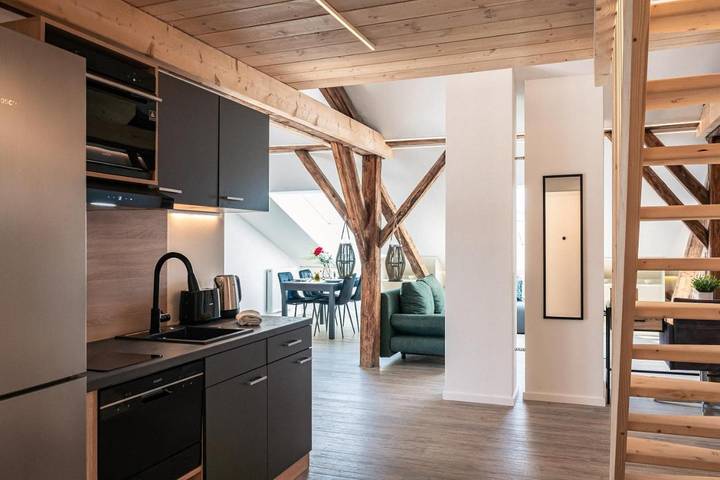 Ferienwohnung für 4 Personen, mit Balkon und Terrasse sowie Ausblick