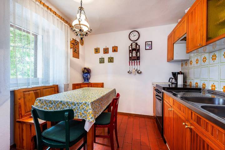Komfortables Ferienhaus mit Palmen, Weinreben und Liegestühlen im Garten in Medulin Stadt, Medulin