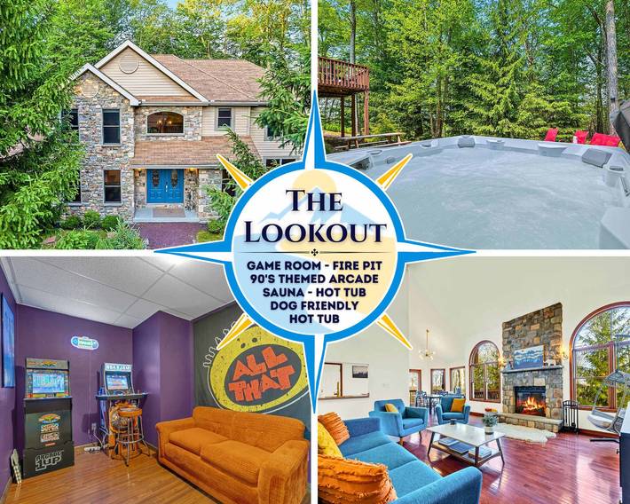 Vacation rental for 14 people, with yard and lake view as well as pool, kid friendly in Pocono Mountains