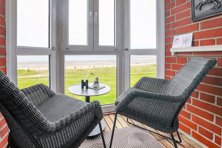 Ferienwohnung für 2 Personen, mit Sauna und Ausblick sowie Balkon/Terrasse und Balkon an der Nordsee