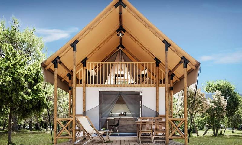 Glamping voor 4 personen, met Balkon/Terras en Terras in Zuid-Limburg