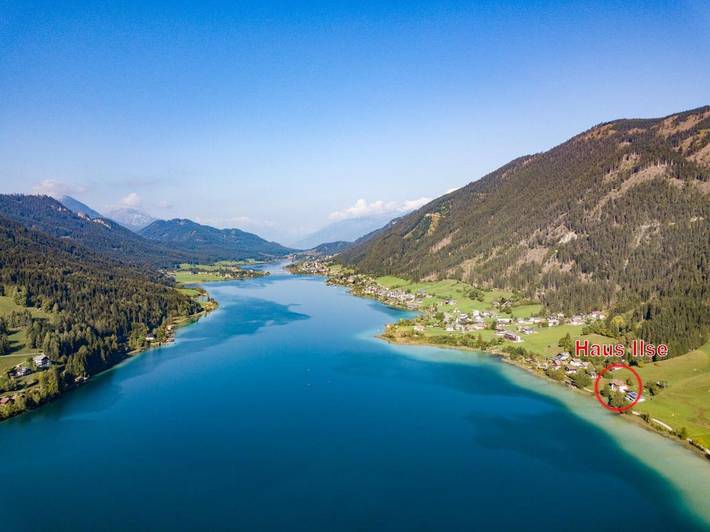 Ferienwohnung für 2 Personen, mit Garten und Seeblick sowie Terrasse und Ausblick am Weissensee