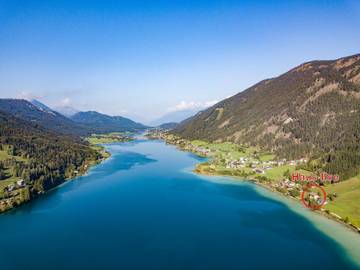 Ferienwohnung für 2 Personen, mit Seeblick und Terrasse sowie Garten und Ausblick am Weissensee