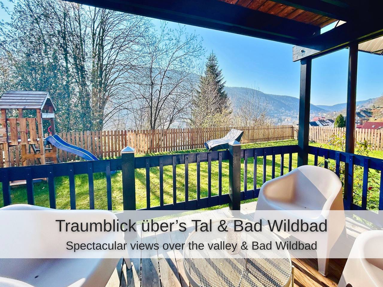 Ganze Wohnung, Ferienwohnung Kuckucksnest" mit Bergblick, privater Terrasse und Wlan in Bad Wildbad, Nordschwarzwald