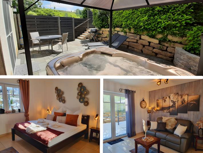 Appartamento intero, Eifel Dream Kleinenims con vasca idromassaggio esterna privata e sauna in Burbach, Eifelkreis Bitburg-Prüm