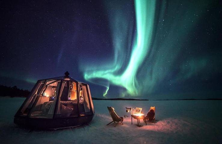 Camping para 2 personas, con terraza además de vistas y sauna en Finlandia