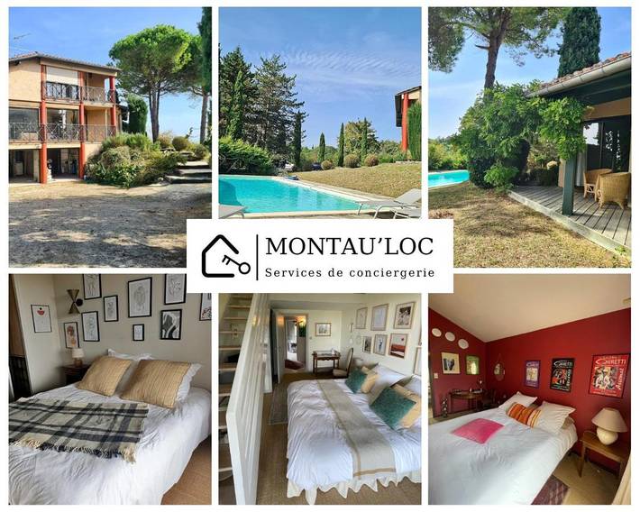 Location de vacances pour 4 personnes, avec Terrasse et Jardin ainsi que Piscine et Vue à Lamothe-Capdeville
