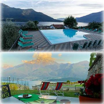 Gîte pour 4 personnes, avec piscine et vue sur le lac ainsi que vue et jardin, animaux acceptés à Vercana