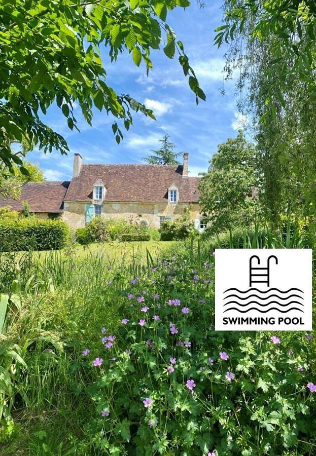 Gîte pour 12 personnes, avec jardin ainsi que piscine et vue à Saint-Germain-de-la-Coudre