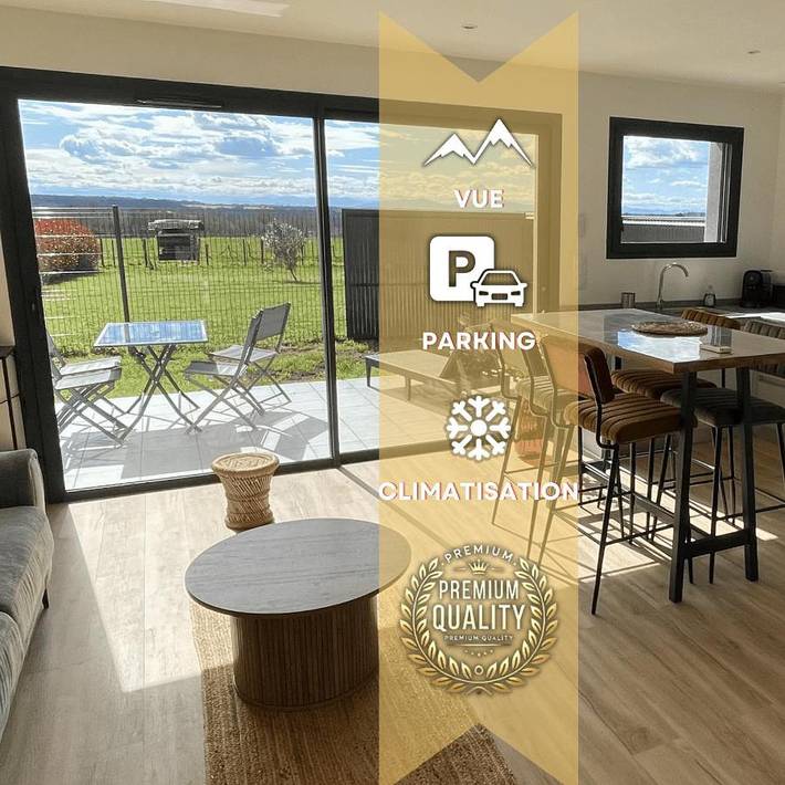 Location de vacances pour 4 personnes, avec vue ainsi que jardin et terrasse à Rivière-Saas-et-Gourby