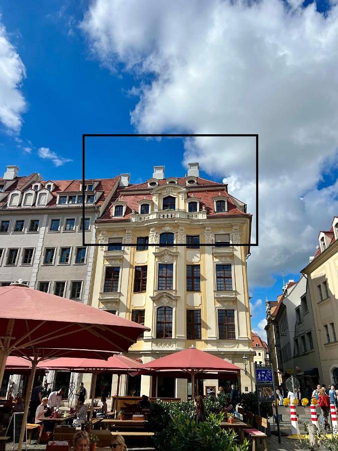 Ferienwohnung für 4 Personen, mit Balkon und Terrasse sowie Sauna und Ausblick in Dresden Striezelmarkt