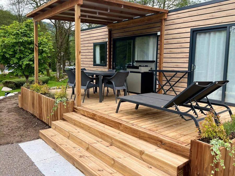 Sunêlia Domaine de Champé - Mobilheim 5 personen - Sunêlia Luxe Crippa Mediterranea 40m² - 2 Schlafzimmer / 2 Bäder - Pmr in Bussang, Regionaler Naturpark Belchen der Vogesen