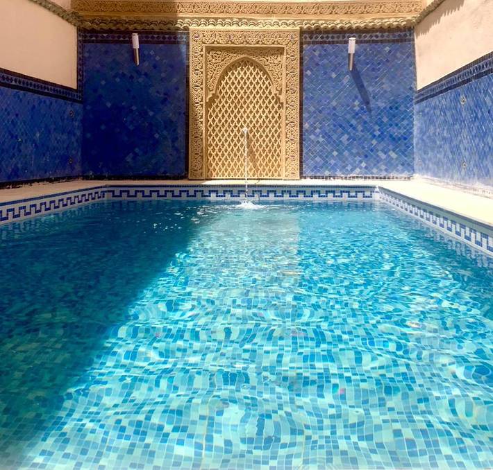 Riad pour 4 personnes, avec jardin ainsi que piscine et vue
