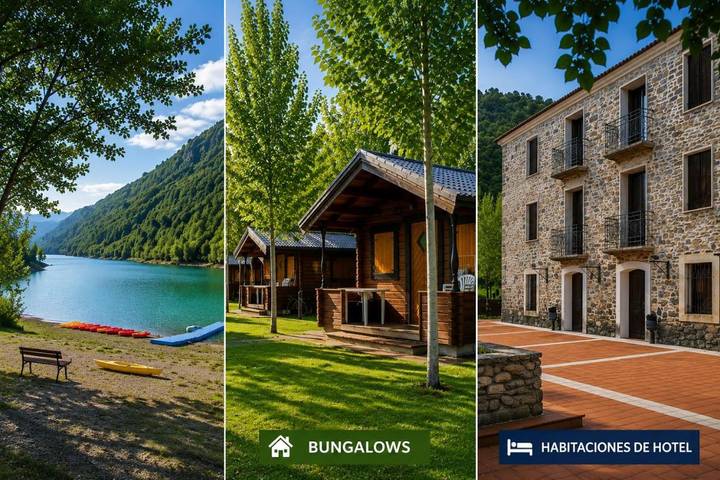 Camping para 2 personas, con piscina y jardín además de vistas y terraza, Se admiten mascotas en Sobrarbe