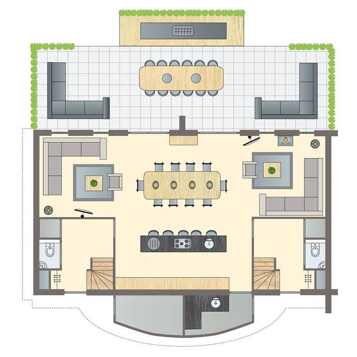 Ferienhaus für 12 Personen, mit Terrasse und Balkon/Terrasse sowie Sauna