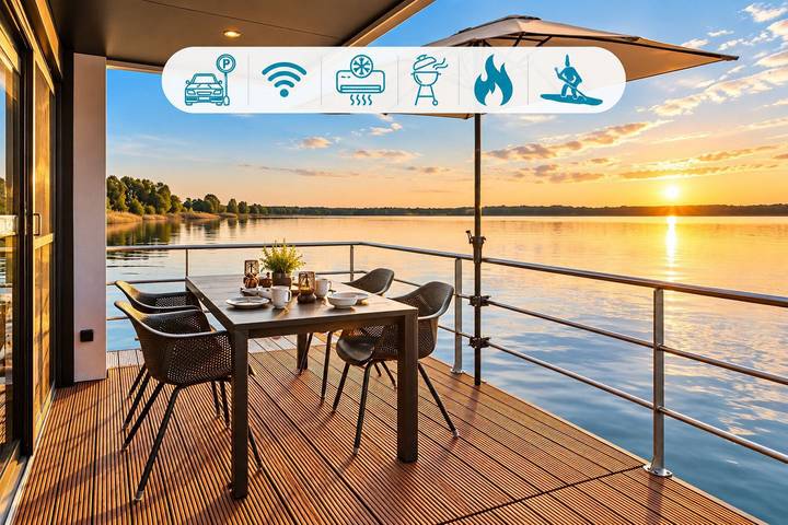 Ferienhaus für 4 Personen, mit Terrasse und Seeblick sowie Ausblick in der Lausitz