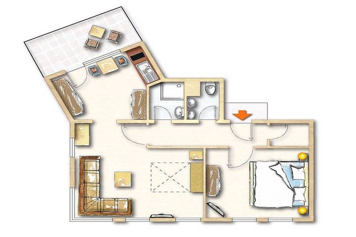 Ferienwohnung für 4 Personen, mit Pool und Garten sowie Sauna und Balkon, mit Haustier - 1