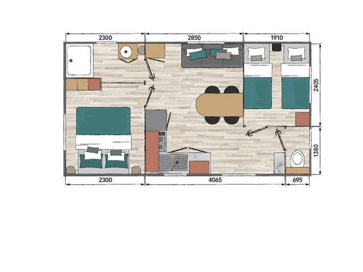 Mobil home pour 5 personnes, avec piscine à Bieuzy - 2