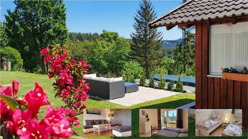 Ferienwohnung für 5 Personen, mit Terrasse und Garten sowie Ausblick