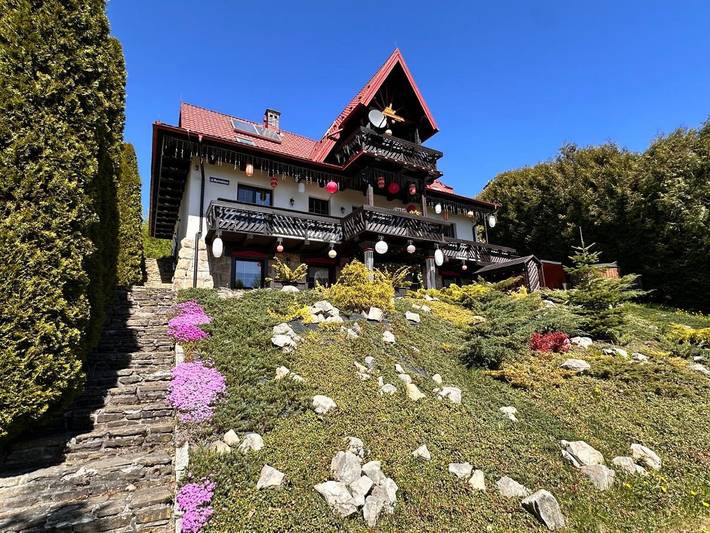 Ośrodek wypoczynkowy dla 6 osób, z ogród i sauna oraz widok w Wisła
