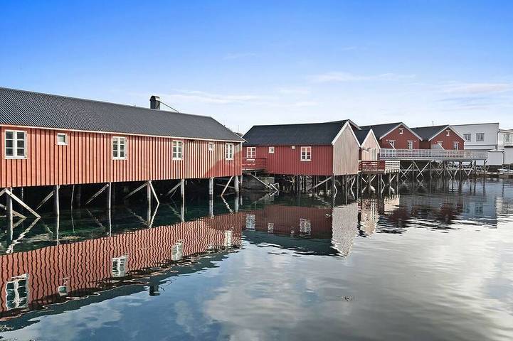 Blockhütte für 4 Personen, mit Terrasse auf den Lofoten