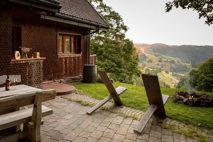 Ferienhaus für 4 Personen, mit Balkon und Terrasse sowie Garten und Ausblick