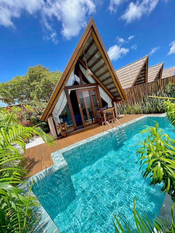 Casas e apartamentos de temporada para 2 pessoas, com piscina e vista e ainda jardim em São Miguel do Gostoso