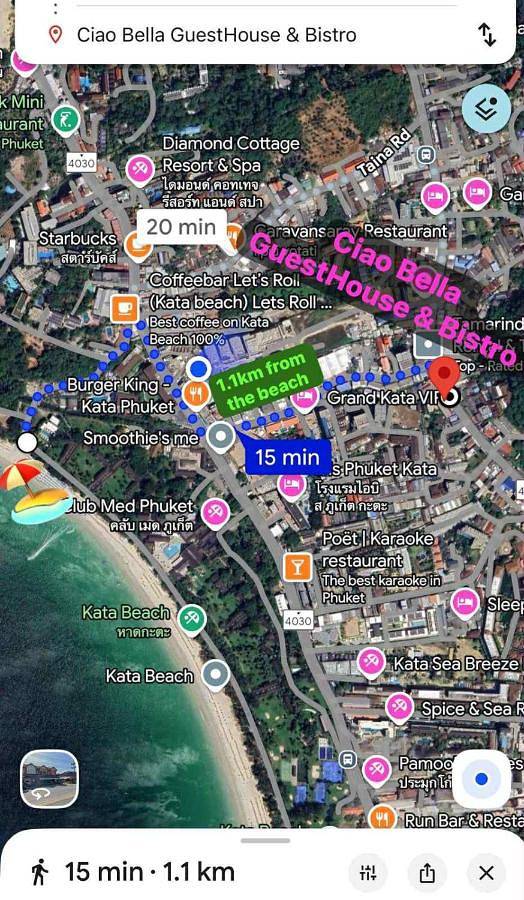 Chambre d’hôte pour 2 personnes, avec vue et balcon à Kata Beach