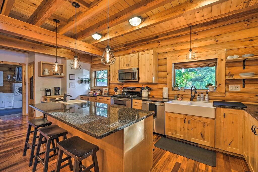 Modern Log Cabin w/ Rec Room, Steps to Lake! in Pine County