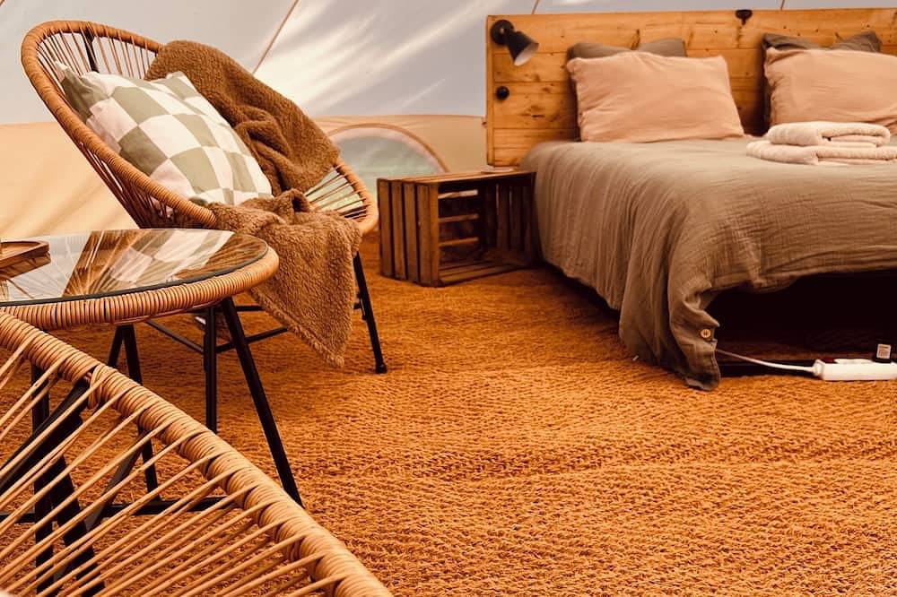 A Comfortable Nature Getaway at Moulin de Saza: Glamping Tent with a Pool in Le Vigeant, Vienne