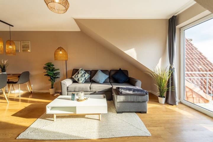 Ferienwohnung für 4 Personen, mit Balkon und Sauna sowie Ausblick
