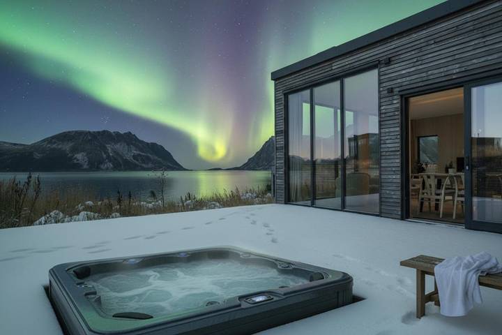 Ferienhaus für 8 Personen, mit Terrasse und Sauna sowie Pool auf den Lofoten