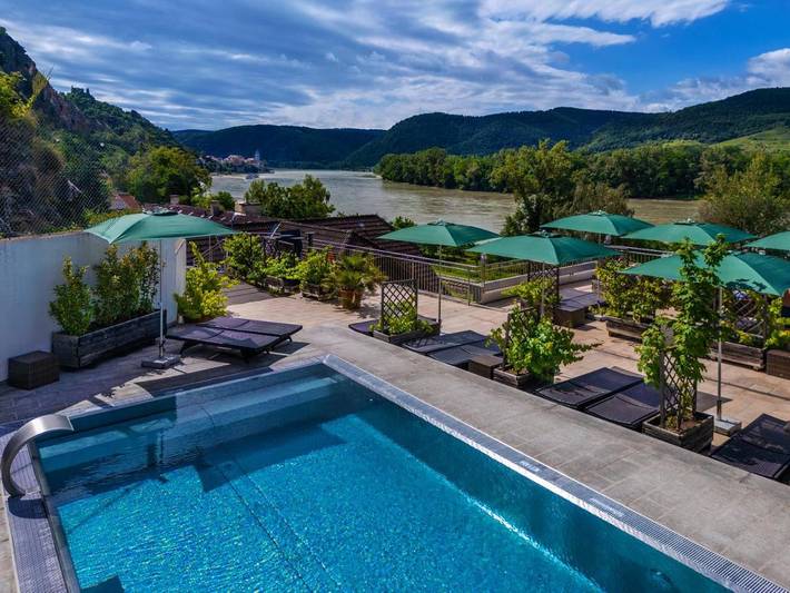 Hotel für 3 Personen, mit Terrasse und Pool sowie Sauna und Ausblick in Dürnstein