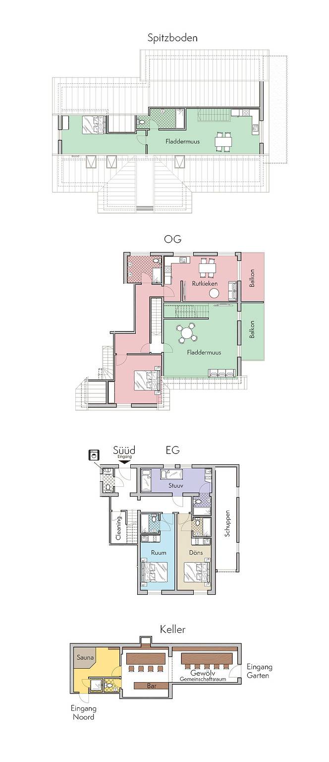 Ferienhaus für 14 Personen, mit Terrasse und Sauna sowie Garten in Groß Wittensee - 4