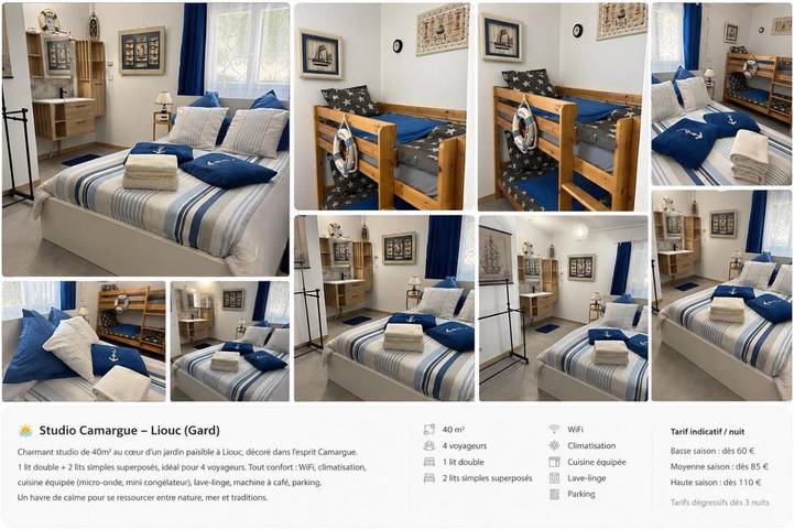 Chambre d’hôte pour 4 personnes, avec Terrasse et Jardin