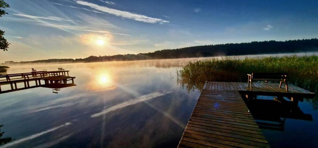 Domek letniskowy dla 6 osób, z widok na jezioro i ogród oraz widok, zwierzęta dozwolone na Mazury